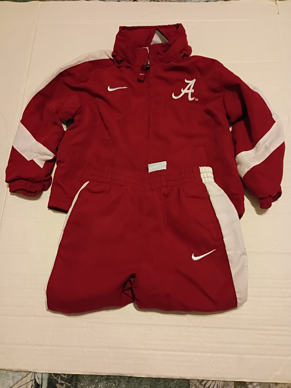 Nike Red and White Kids Jump Suit Hoodie Alabama Sz 18M